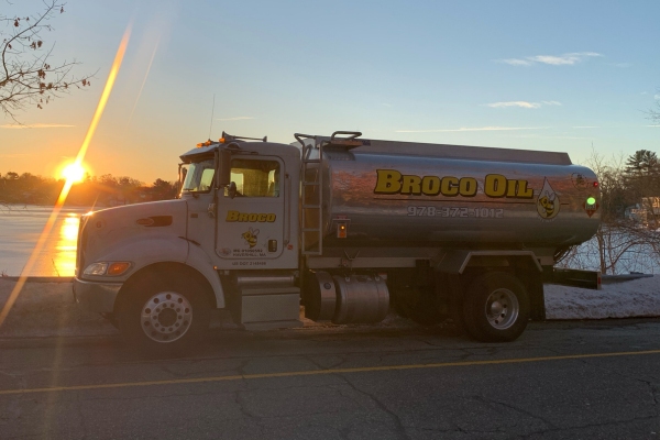 Broco Energy heating oil truck and sunset