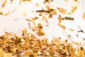 falling gold confetti depicting giveaway