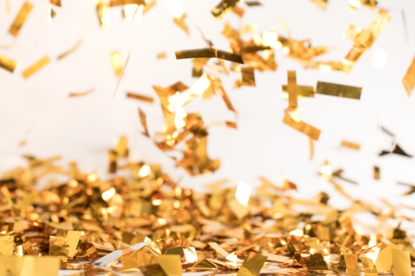 falling gold confetti depicting giveaway