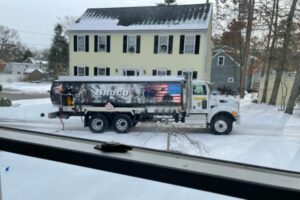 Broco Energy heating oil truck in a snowy road