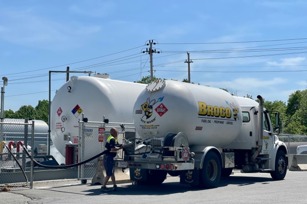 Broco Energy propane fuel truck and storage tank