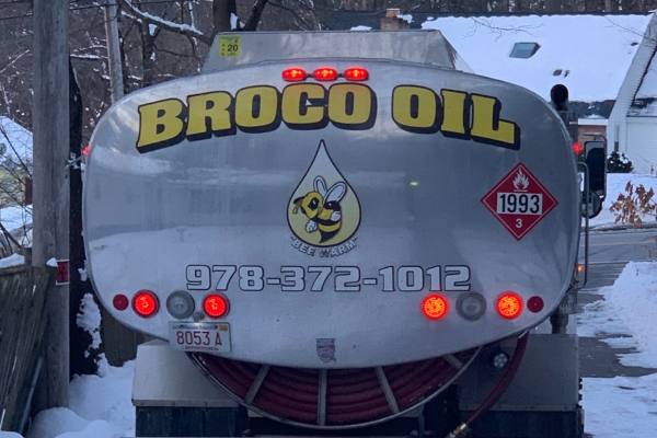 back view of Broco Energy heating oil truck