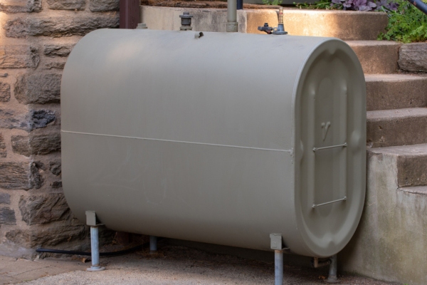 residential heating oil tank installed at home