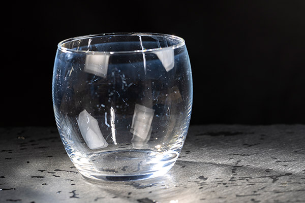Hard water stains on glass