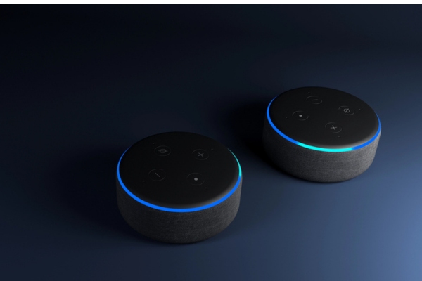 two smart Alexa devices depicting how to connect smart oil gauge to Alexa