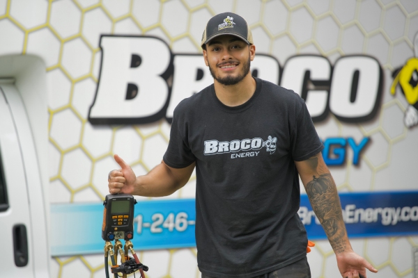 Broco Energy HVAC technician and service van