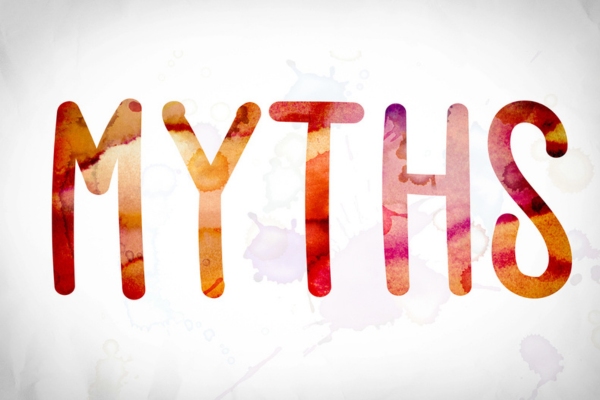 MYTHS spelled using water color art depicting propane