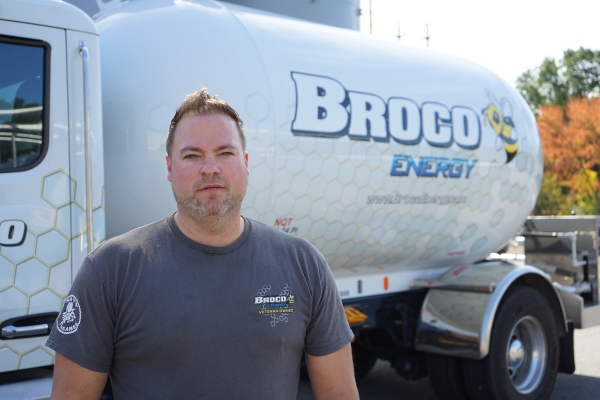 Broco Energy propane delivery truck and staff