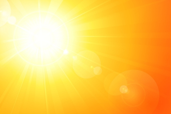 image of hot summer sun and orange sky