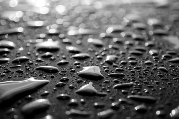 condensation on a black metal surface